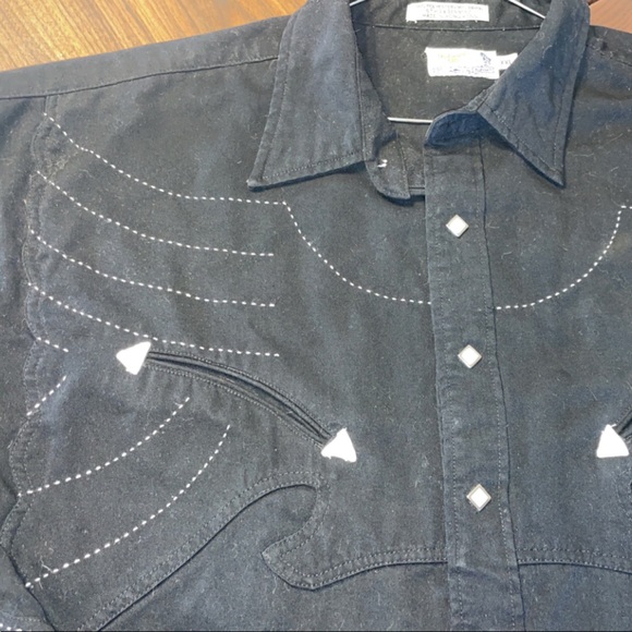 Mens Panhandle Slim XXL long sleeve black pearlsnap shirt - Picture 3 of 7